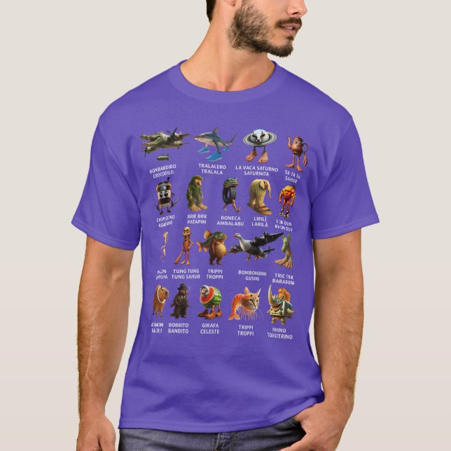 T-shirt Liste de Brainrot italien (Devant)