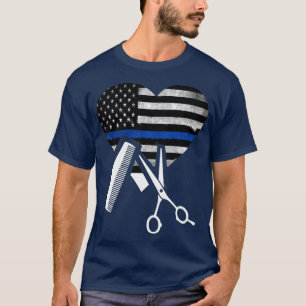 T-shirt Liste de cheveux American Flag Coeur Bleu mince Li