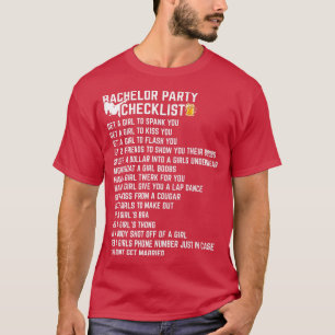 T-shirt Liste de contrôle de la fête de baccalauréat Stag 