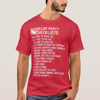T-shirt Liste de contrôle de la fête de baccalauréat Stag