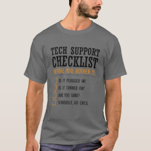 T-shirt Liste de contrôle du support technique Funny Comp