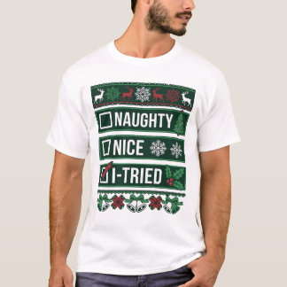 T-shirt Liste de contrôle Noël gentil vilain rennes essayé