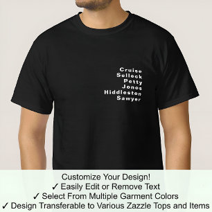 T-shirt Liste de noms de famille célèbres notables personn