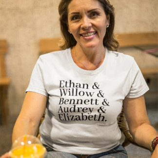 T-shirt Liste de noms de grand-enfant personnalisée avec A