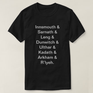 T-shirt Liste de noms de lieu de Lovecraftian