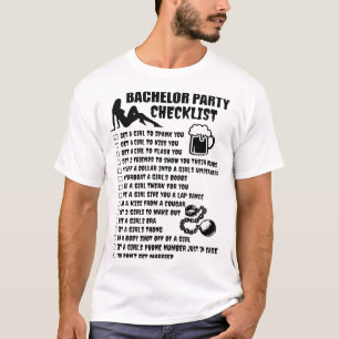 T-shirt liste de vérification de la fête de célibataire am