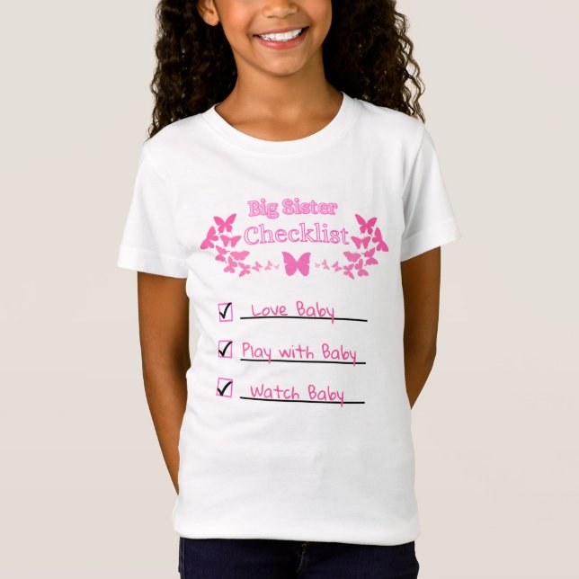 T-Shirt Liste de vérification des grandes soeurs (Devant)