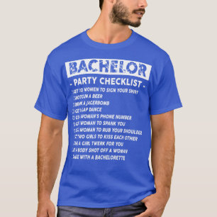 T-shirt Liste de vérification pour l'enterrement de vie de