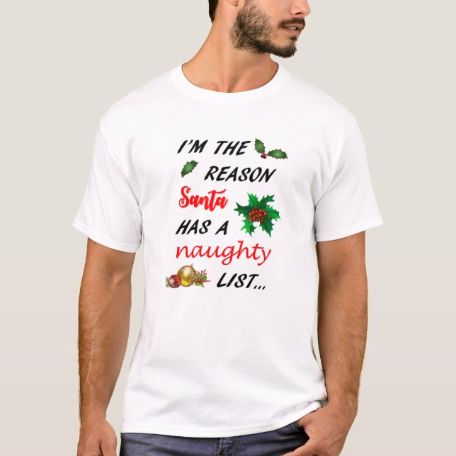 T-shirt Liste des filles de père Noël (Devant)