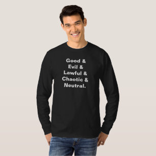 T-shirt Liste des mots DnD pour hommes et bonnes et mauvai