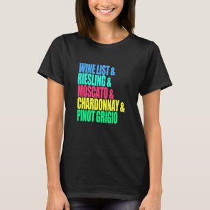 T-shirt Liste Des Vins Pour Vino Chardonnay Moscato