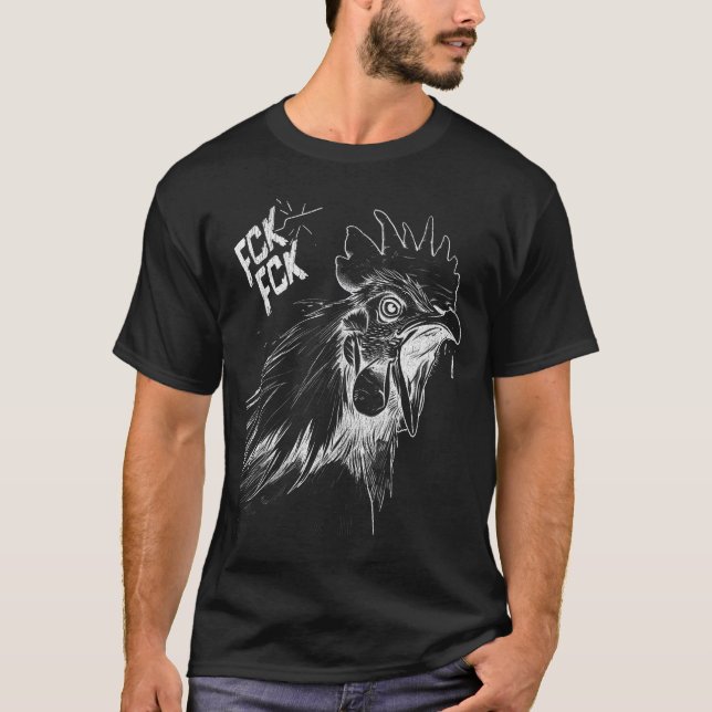 T-shirt liste hurle poulet (Devant)