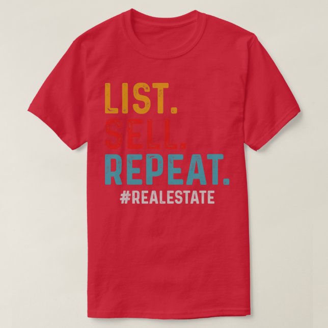 T-shirt Liste Vendre Répéter Immobilier (Design devant)