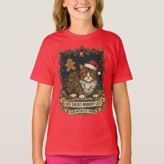 T-shirt "Liste Vilain" Chat humour de Noël.