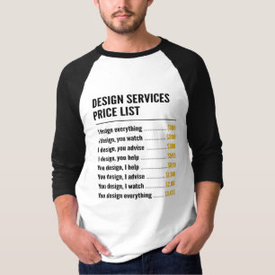 T-shirt Listes des prix de services d'esthétique