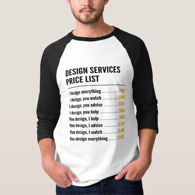 T-shirt Listes des prix de services d'esthétique (Devant)