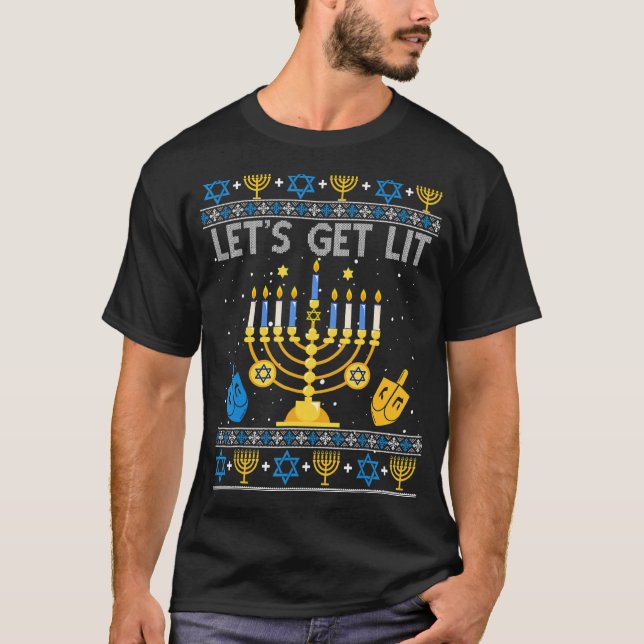 T-shirt Lit Chanukah Hanoukka Noël laid vache (Devant)