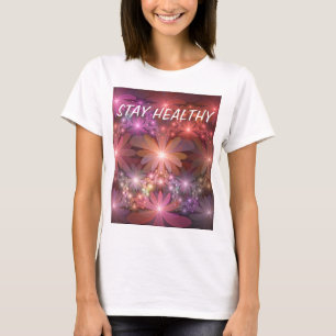 T-shirt Lit De Fleurs Coloré brillant Abstrait Fractage Ar