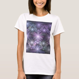 T-shirt Lit de fleurs tendance brillant art fractal abstra