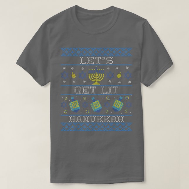 T-shirt Lit Hanoukka lit laid Christmas Sweater (Design devant)