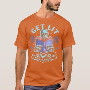 T-shirt Lit Littérature Squelette Lecture Bibliothèque B