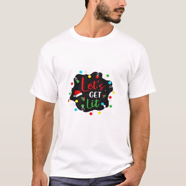 T-shirt Lit Noël Lumière Boire Père Noël Esse (Devant)