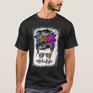 T-shirt Lita Life Bleached Rainbow Leopard Messy Bun
