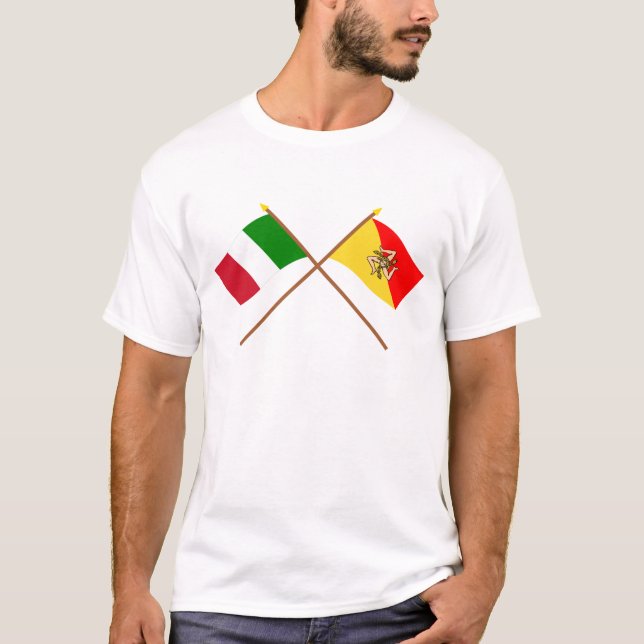 T-shirt L'Italie et les drapeaux croisés par Sicilia (Devant)