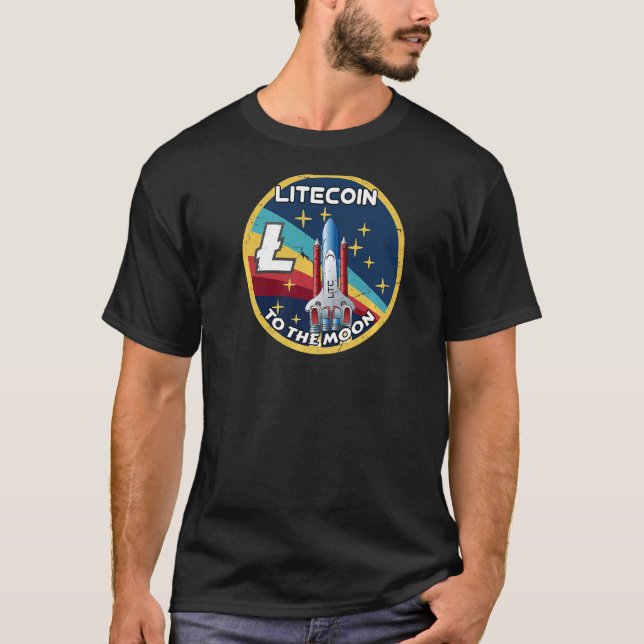 T-shirt Litecoin À La Lune Crypto Espace Ltc Cryptocurren (Devant)