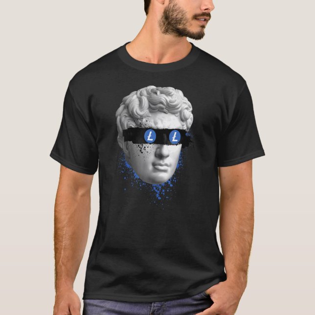 T-shirt Litecoin Ltc Blind Statue Crypto Art Moderne Crypt (Devant)