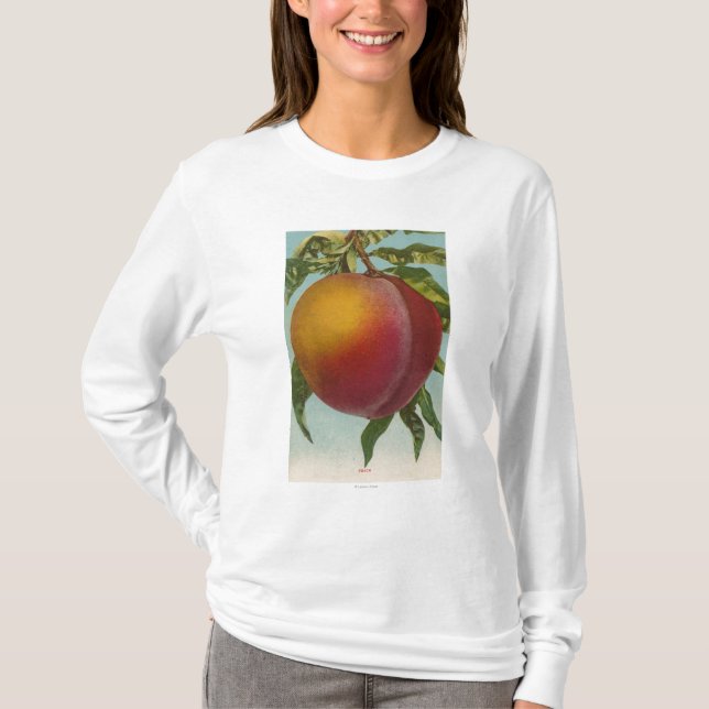 T-shirt Lithographie de Chromo de fruit de PeachFruitState (Devant)