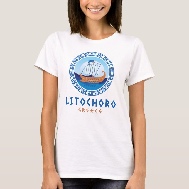 T-shirt Litochoro, Grèce Conception de navires grecs Femme (Devant)