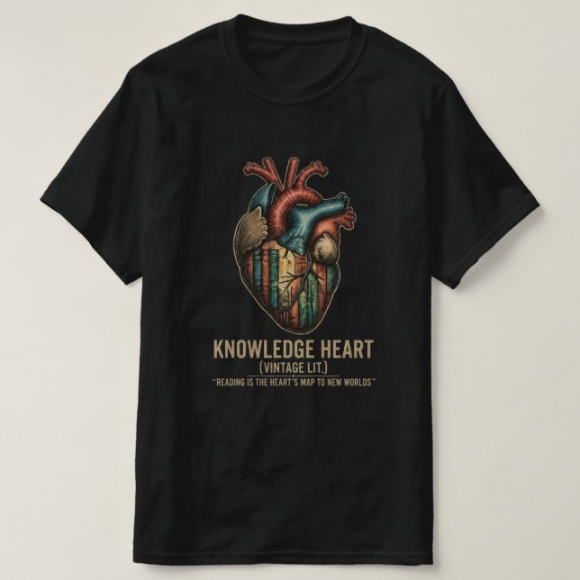 T-Shirt Littéraire Vintage Knowledge Heart | Anato (Design devant)