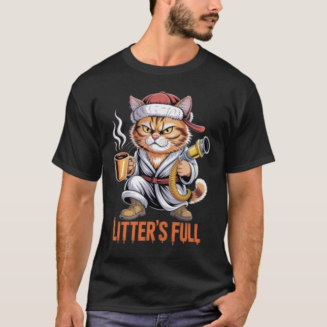 T-shirt Litter's Full Grumpy Cat Santa Funny Holiday Humor (Devant)