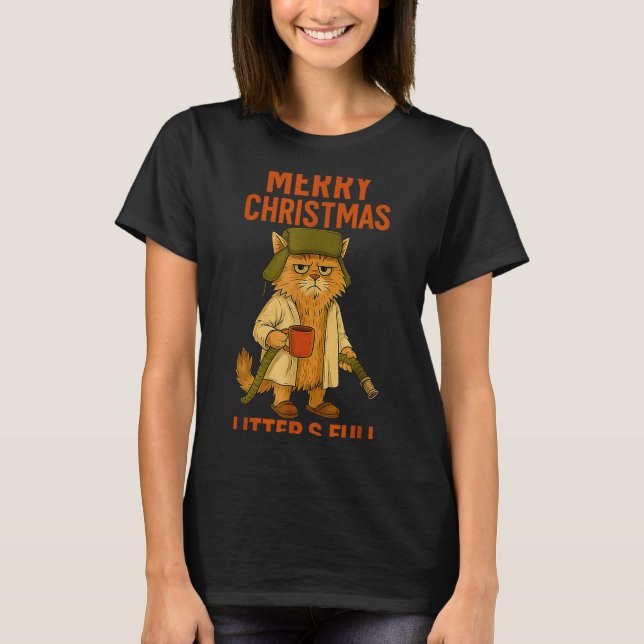 T-shirt Litter's Full Merry Christmas Funny Cat Lovers Hol (Devant)