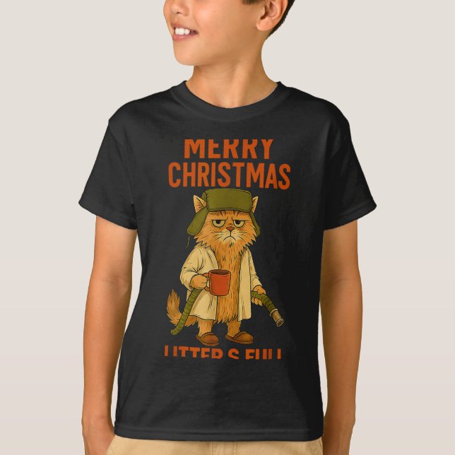 T-shirt Litter's Full Merry Christmas Funny Cat Lovers Hol (Devant)