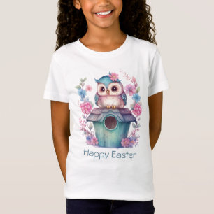 T-Shirt Little Aqua et Gold Owl Joyeux Pâques