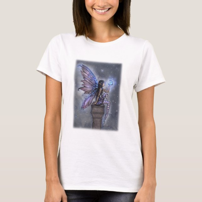 T-shirt Little Blue Moon Magical Fairy Imaginaire Art (Devant)