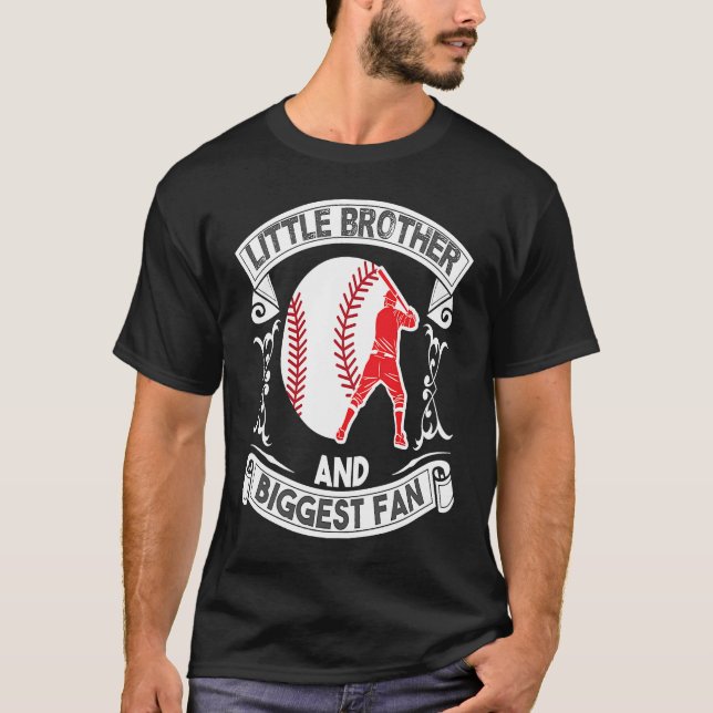 T-shirt Little Brother And Biggest Fan Baseball Match (Devant)