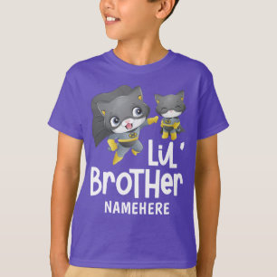 T-shirt Little Brother Superhero Chat Nom personnalisé