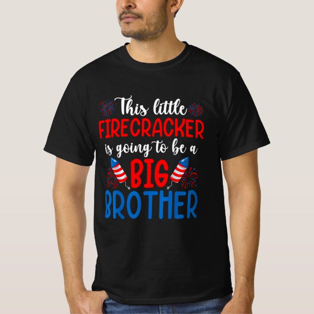 T-shirt Little Firecracker Big Brother Pregnancy Reveal  (Devant)