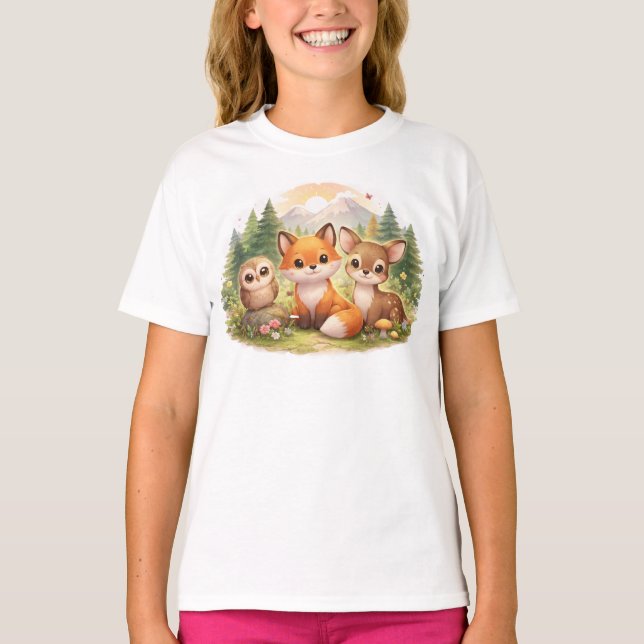 T-shirt Little Forest Friends: A Cozy Fox, Owl & Deer Adve (Devant)