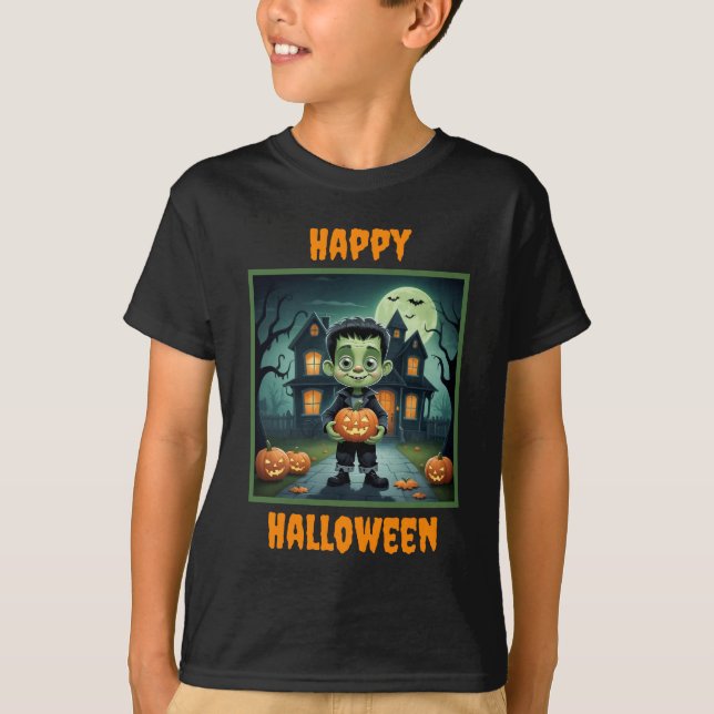 T-shirt Little Frankenstein Halloween (Devant)