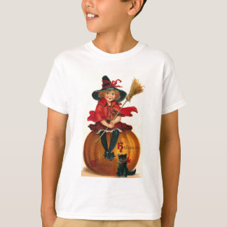 T-shirt Little Girl in Witch Costume Halloween Tees
