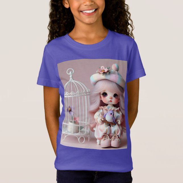 T-Shirt Little Girl with a Bird, Collection de Natasha Us (Devant)