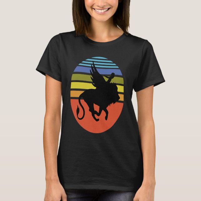 T-shirt Little Girl with her Wingled Lion imagination retr (Devant)