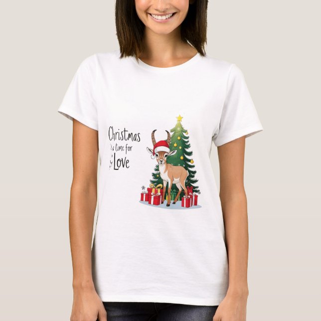 T-shirt Little Ibex porte Père Noël avec 'Noël (Devant)