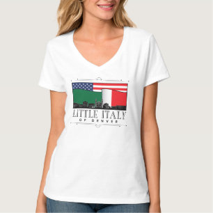 T-shirt Little Italy Classic Logo Denver WHITE V Neck