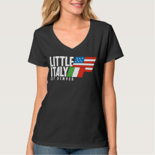 T-shirt Little Italy of Denver 80s Retro BLACK V Neck