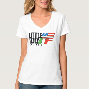 T-shirt Little Italy of Denver 80s Retro WHITE V Neck